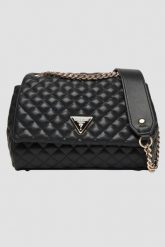 GUESS Czarna kopertówka damska Everlee Convertible. Czarne kopertówki Guess, z aplikacjami, ze skóry ekologicznej, eleganckie, bez dodatków. W wyprzedaży za 426.99 zł.
