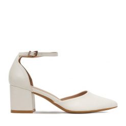 Czółenka JENNY. Białe czółenka Jenny, bez wzorów, bez obcasa, bez zapięcia. Za 129.99 zł.