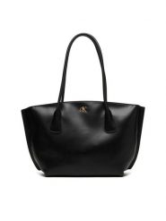 Calvin Klein Torebka Ck Medium Dome Tote LV04F3344G Czarny. Czarne shopper bag Calvin Klein, bez wzorów, ze skóry, bez dodatków. Za 649.99 zł.