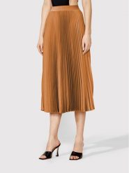 Simple Spódnica plisowana SDD006 Brązowy Regular Fit. Brązowe spódnice Simple, bez wzorów, z syntetyku, midi. Za 599.99 zł.
