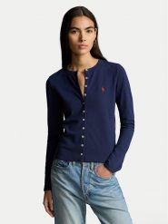Polo Ralph Lauren Kardigan 211941175003 Granatowy Slim Fit. Niebieskie swetry Polo Ralph Lauren, s, bez wzorów, z bawełny, bez ramiączek. Za 449.99 zł.