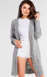 Awama Kardigan Model A448 Grey. Szare swetry Awama, bez wzorów, bez ramiączek. Za 304.13 zł.