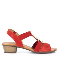 Sandały Go Soft. Czerwone sandały GO SOFT, bez wzorów, bez obcasa, na słupku, bez zapięcia. Za 159.99 zł.