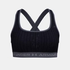 Damski Top Biustonosz Sportowy Under Armour Crossback Mid Print. Niebieskie biustonosze sportowe Under Armour, bez wzorów, na fitness i siłownię. Za 109.99 zł.