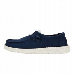 HEYDUDE Damskie Mokasyny Wendy Stretch Canvas. Niebieskie mokasyny Hey dude, bez wzorów, z materiału. Za 259.00 zł.