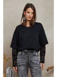 Plume Bluza "Reyne" w kolorze czarnym rozmiar: M. Czarne bluzy Plume, m, bez wzorów, z koronki, bez kaptura. Za 141.19 zł.