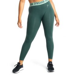 Legginsy treningowe damskie Gymshark Fit. Zielone legginsy Gymshark, bez wzorów. Za 95.99 zł.