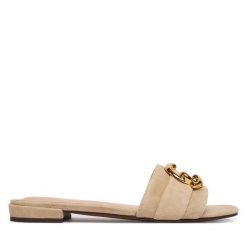 Klapki Coccinelle. Brązowe klapki Coccinelle, bez wzorów, bez obcasa, bez zapięcia. Za 849.99 zł.