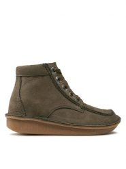 Clarks Botki Funny Cedar 261738864 Khaki. Brązowe botki Clarks, bez wzorów, ze skóry, bez obcasa, na płaskiej podeszwie, bez zapięcia. Za 299.99 zł.