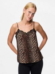 Pieces Top "Pctiffany" w kolorze beżowo-jasnobrązowym rozmiar: XL. Brązowe topy Pieces, xl, bez wzorów, z koronki, bez kołnierzyka, bez ramiączek. Za 64.95 zł.