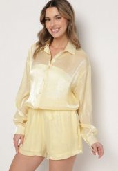 Żółty Komplet z Wiskozy z Bawełną Koszula i Szorty Luniora. Żółte koszule Born2be, m, bez wzorów, z bawełny, eleganckie, bez kołnierzyka, bez ramiączek. Za 199.99 zł.