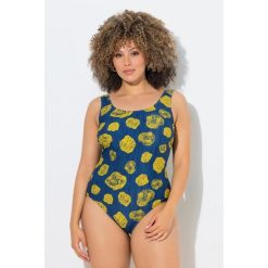 Damskie Strój kąpielowy kropki bez miękkich miseczek okrągły dekolt. Niebieskie stroje jednoczęściowe Ulla Popken, bez wzorów, z elastanu, sportowe. Za 199.99 zł.