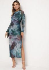 Zielona Sukienka o Dopasowanym Fasonie Bodycon z Rozcięciem i Marmurkowym Wzorem Urientia. Zielone sukienki Born2be, na spotkanie biznesowe, l, bez wzorów, eleganckie, bez kołnierzyka, bez ramiączek, maxi, bodycon. W wyprzedaży za 118.99 zł.
