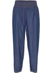 Dżinsy Mom, high waist, bawełna organiczna. Niebieskie jeansy bonprix, bez wzorów, z bawełny, eleganckie, z podwyższonym stanem. Za 124.99 zł.