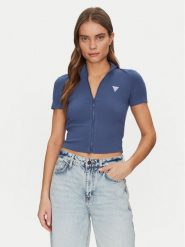 Guess Bluzka V5GP25 KCRS2 Niebieski Slim Fit. Niebieskie bluzki Guess, xs, z aplikacjami, z wiskozy, bez kołnierzyka, bez ramiączek. Za 169.99 zł.