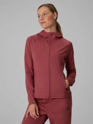 4F Bluza treningowa regular z kapturem damska - brązowa L. Brązowe bluzy 4f, l, bez wzorów, klasyczne, bez ramiączek, z kapturem. Za 199.99 zł.