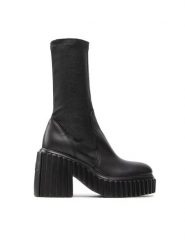 AGL Kozaki Tiggy Stretch 12038/22 Czarny. Czarne kozaki AGL, bez wzorów, ze skóry, bez obcasa, na słupku, bez zapięcia. Za 2,969.00 zł.