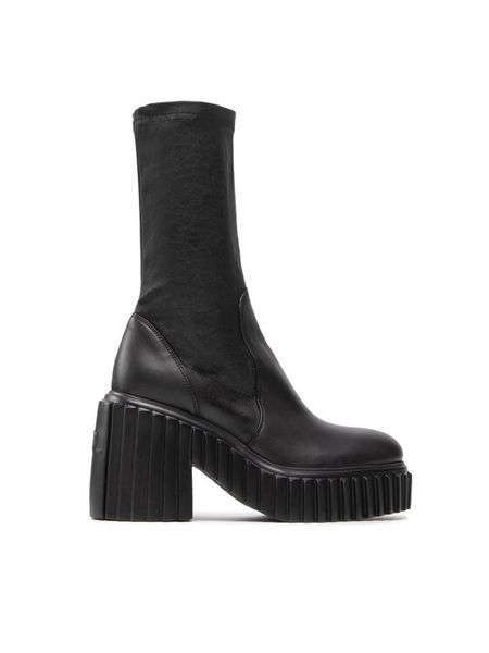 AGL Kozaki Tiggy Stretch 12038/22 Czarny. Czarne kozaki AGL, bez wzorów, ze skóry, bez obcasa, na słupku, bez zapięcia. Za 2,969.00 zł.