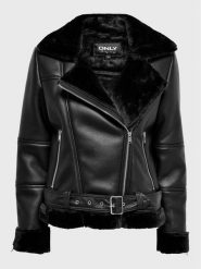 ONLY Kurtka z imitacji skóry Agnete 15260002 Czarny Regular Fit. Czarne kurtki ONLY, l, bez wzorów, ze skóry, bez kaptura. Za 379.99 zł.