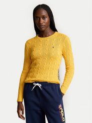 Polo Ralph Lauren Sweter 211891640022 Żółty Slim Fit. Żółte swetry Polo Ralph Lauren, xs, bez wzorów, z bawełny, bez ramiączek. Za 459.99 zł.