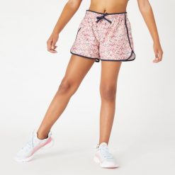 Spodenki dziecięce Domyos. Czerwone szorty DOMYOS, bez wzorów, z materiału, sportowe. W wyprzedaży za 19.99 zł.