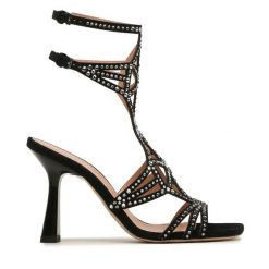 Sandały Alberta Ferretti. Czarne sandały Alberta Ferretti, bez wzorów, bez obcasa, na słupku, bez zapięcia. Za 3,529.00 zł.