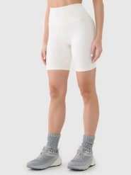 SPODENKI DAMSKIE 4F TRENINGOWE LEGGINSY KRÓTKIE KOLARKI KOLOR BIAŁY. Białe legginsy 4f, bez wzorów, z materiału, krótkie. Za 99.99 zł.