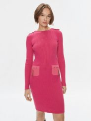 Fracomina Sukienka codzienna FS23WD5009K50401 Różowy Slim Fit. Czerwone sukienki Fracomina, na co dzień, s, bez wzorów, bez kołnierzyka, bez ramiączek, proste. Za 299.99 zł.