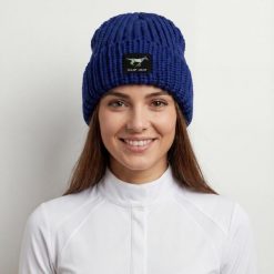 Zimowa czapka jeździecka GALOP WEAR - gruba, 100% wełna merino. Niebieskie czapki zimowe GALOP WEAR, z aplikacjami, z gumy, klasyczne. Za 189.00 zł.