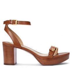 Sandały LAUREN RALPH LAUREN. Brązowe sandały Lauren Ralph Lauren, bez wzorów, bez obcasa, na słupku, bez zapięcia. Za 719.99 zł.