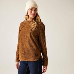 Bluza damska z kapturem Mayse. Brązowe bluzy Regatta, bez wzorów, z bawełny, sportowe, bez ramiączek, z kapturem. Za 176.50 zł.