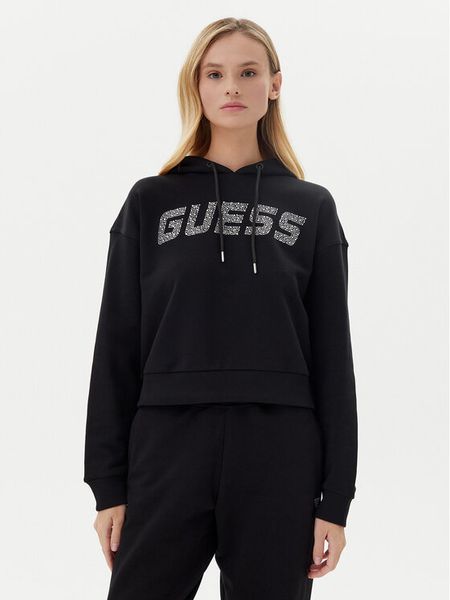Guess Bluza V5GQ09 KCRP0 Czarny Relaxed Fit. Czarne bluzy Guess, m, z aplikacjami, z bawełny, bez kaptura. Za 279.99 zł.