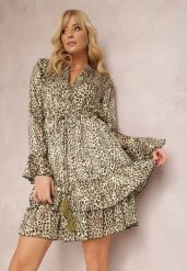 Zielona Sukienka Laodothee. Zielone sukienki Renee, na imprezę, l, z aplikacjami, eleganckie, bez kołnierzyka, bez ramiączek, midi, dopasowane. W wyprzedaży za 111.99 zł.