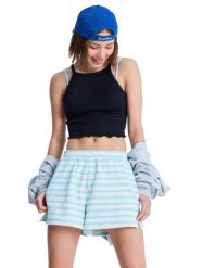 Spodenki dresowe dla Kobiety PERFECT STRIPE Niebieski. Niebieskie szorty sportowe Roxy, bez wzorów, z bawełny, z podwyższonym stanem. Za 85.00 zł.