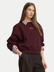 Tommy Hilfiger Bluza WW0WW51724 Bordowy Relaxed Fit. Czerwone bluzy Tommy Hilfiger, xl, bez wzorów, bez ramiączek, bez kaptura. Za 529.99 zł.