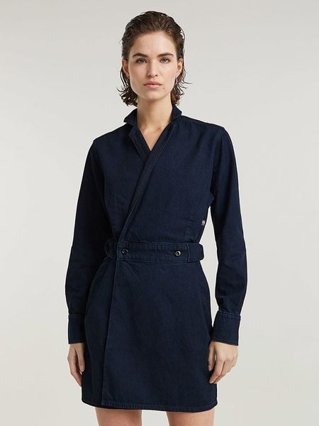 G-Star Sukienka w kolorze granatowym rozmiar: XS. Niebieskie sukienki G-Star, xs, bez wzorów, z bawełny, retro, bez kołnierzyka, bez ramiączek, mini. Za 236.05 zł.