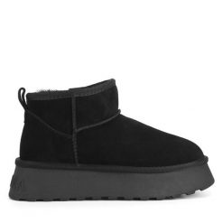Botki Badura. Czarne śniegowce Badura, bez wzorów, bez zapięcia. Za 229.99 zł.