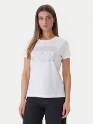 DKNY T-Shirt DJ6T1701 Biały Regular Fit. Białe t-shirty DKNY, s, bez wzorów, z bawełny, bez kołnierzyka, bez ramiączek. Za 219.99 zł.