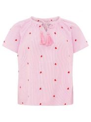 Zwillingsherz Bluzka "Stripe & Stitch" w kolorze jasnoróżowym rozmiar: S/M. Różowe bluzki Zwillingsherz, m, z aplikacjami, z bawełny, bez kołnierzyka, bez ramiączek. Za 104.99 zł.