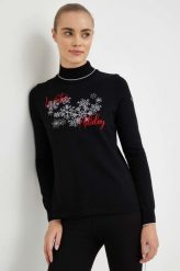 Newland sweter wełniany damski kolor czarny lekki z półgolfem. Czarne swetry Newland, m, bez wzorów, z wełny, bez ramiączek. W wyprzedaży za 479.99 zł.