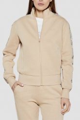 GUESS Beżowa bluza damska z lampasami Britney. Brązowe bluzy Guess, xs, z aplikacjami, bez kaptura. W wyprzedaży za 284.99 zł.