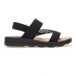 Sandały damskie Rylie. Czarne sandały Regatta, bez wzorów, z poliesteru, eleganckie, bez obcasa, bez zapięcia. Za 349.99 zł.