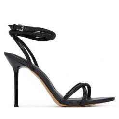 Sandały Aldo. Czarne sandały Aldo, bez wzorów, bez obcasa, na szpilce, bez zapięcia. Za 419.99 zł.