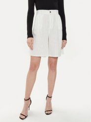 ONLY Bermudy Caro 15278792 Biały Loose Fit. Białe szorty ONLY, bez wzorów, ze lnu. Za 69.99 zł.