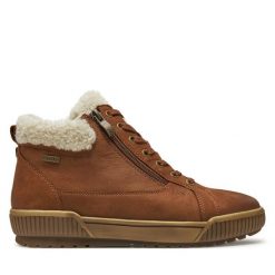 Botki Caprice. Brązowe botki Caprice, bez wzorów, bez obcasa, na płaskiej podeszwie, bez zapięcia. Za 249.99 zł.