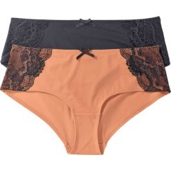 Figi "panty" (2 pary) bonprix brzoskwiniono-antracytowy + antracytowo-brzoskwiniowy. Bokserki damskie marki bonprix. Za 39.98 zł.