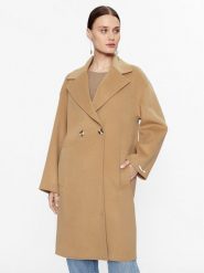 Marella Płaszcz wełniany Nandina 2330160838200 Brązowy Regular Fit. Brązowe płaszcze Marella, na zimę, bez wzorów, z wełny, bez kaptura. Za 3,569.00 zł.