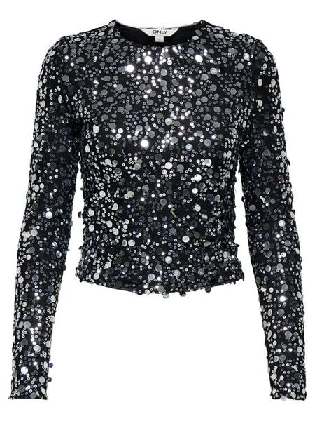 ONLY Bluzka Catina 15358382 Czarny Slim Fit. Czarne bluzki ONLY, m, bez wzorów, z syntetyku, bez kołnierzyka, bez ramiączek. Za 169.99 zł.