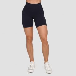 Szorty damskie fitness bezszwowe z wysoką talią czarne Lift. Czarne szorty sportowe GYMBEAM, bez wzorów, z elastanu, do biegania. Za 85.90 zł.