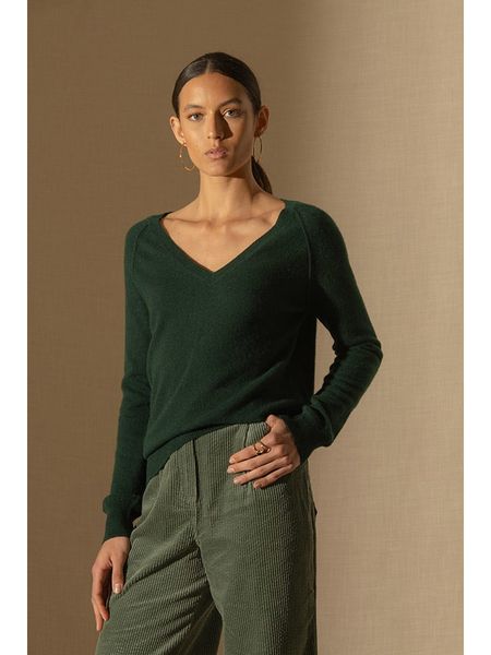 Perfect Cashmere Kaszmirowy sweter "Penelope" w kolorze ciemnozielonym rozmiar: XXL. Zielone swetry Perfect Cashmere, xxl, bez wzorów, z kaszmiru, bez ramiączek. Za 381.24 zł.